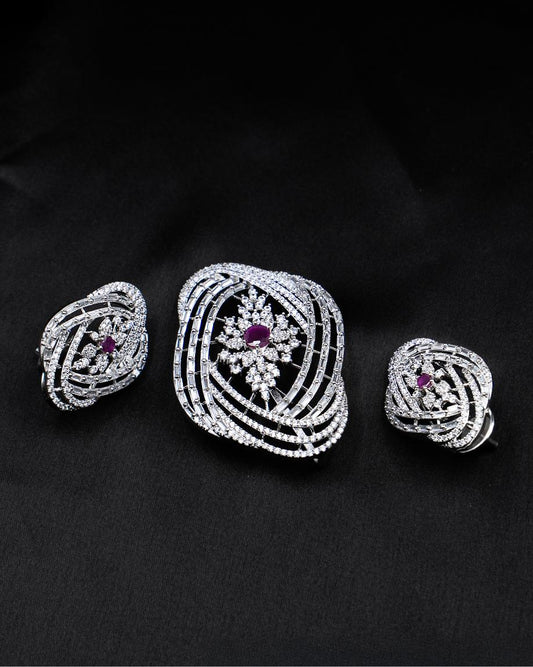 Elegant AD Pendant Set with Ruby Accent