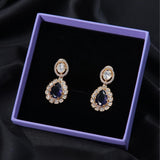 Elegant Drop Kundan Earrings with AD – Available in Purple & Kundan Color