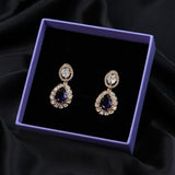 Elegant Drop Kundan Earrings with AD – Available in Purple & Kundan Color