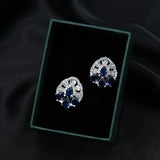 Elegant Silver AD Stud Earrings with Sapphire Stone