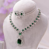 Exquisite Green Emerald AD Necklace – A Timeless Statement