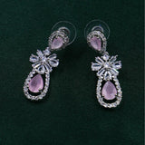 Graceful AD Necklace Set with Baby Pink Drops & Matching Earrings