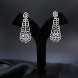 Elegant AD Earrings with Aqua Green Stone – A Touch of Grace