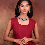 Emerald Green & American Diamond Chandelier Necklace Set