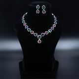 Sleek & Elegant Necklace with Ruby, Sapphire & Emerald Stones