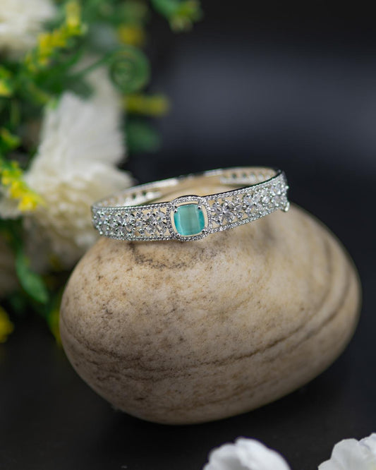 Elegant AD Bracelet with Aqua Green Stone