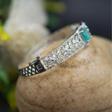 Elegant AD Bracelet with Aqua Green Stone