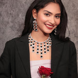 Luxurious Diamond & Black Onyx Necklace Set