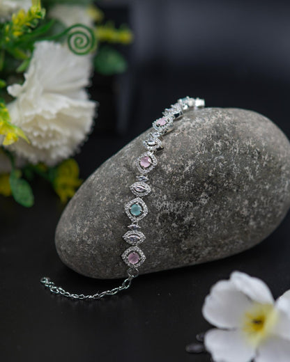 Elegant AD Bracelet in Pastel Pink & Aqua Green