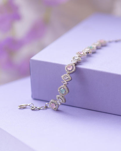 Elegant AD Bracelet in Pastel Pink & Aqua Green