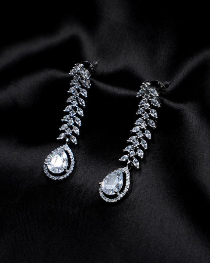 Elegant AD Necklace with Double Drop & Matching Earrings