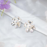 Silver Flower Studs with Pearl Center