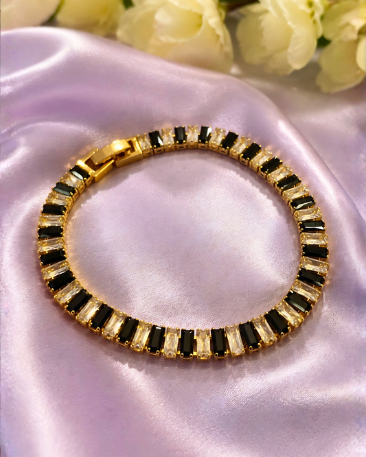 Black & White American Diamond Anti-Tarnish Bracelet