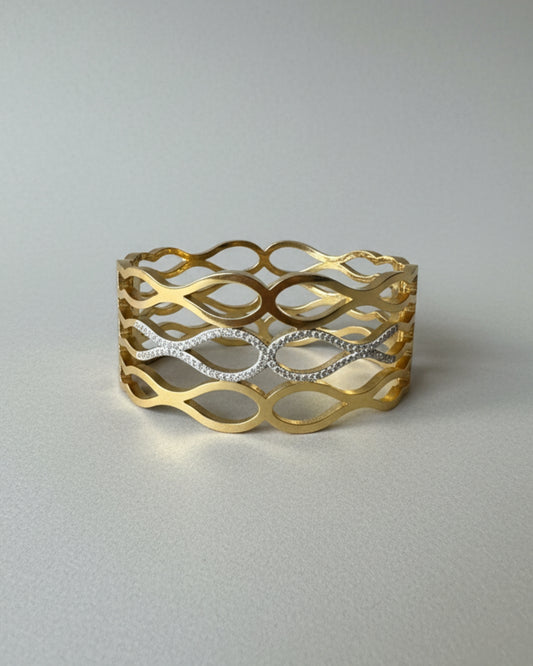 Gold & AD Geometric Anti-Tarnish Bracelet
