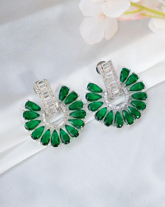 Emerald and Mint Green Floral AD Earrings