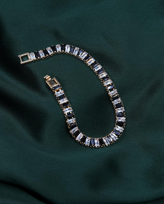Black Stone Cut Bracelet – Bold & Elegant