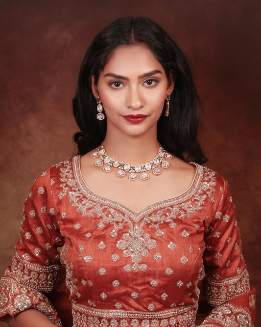 Exquisite Kundan & Moissanite Necklace Set – A Timeless Masterpiece
