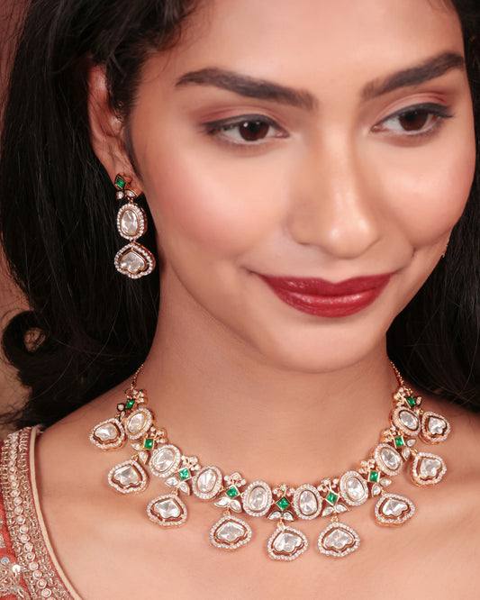Exquisite Kundan & Moissanite Necklace Set – A Timeless Masterpiece