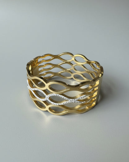 Gold & AD Geometric Anti-Tarnish Bracelet