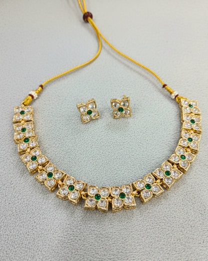 Emerald Polki Floral Choker Set