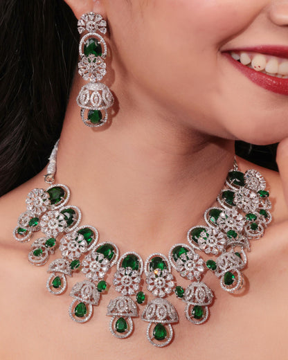 Regal Emerald Jhumki Set