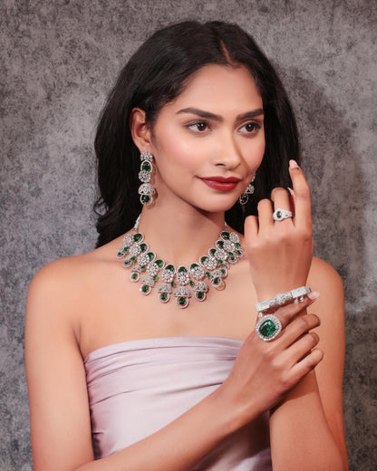 Regal Emerald Jhumki Set