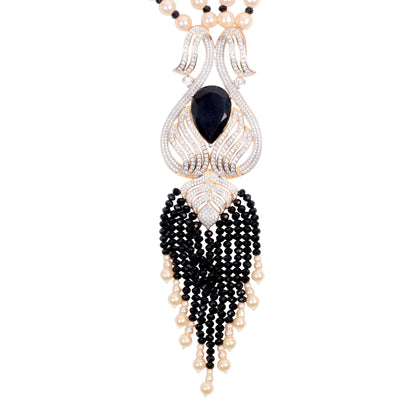 Elegant Pearl & American Diamond Necklace Set – A Timeless Treasure!