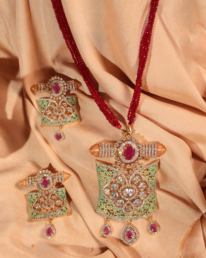 Exquisite Moissanite & Meenakari Necklace Set – A Regal Marvel!
