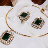 Embrace sophistication with this stunning Green Stone & Moissanite Choker Set, designed for those who love timeless elegance!