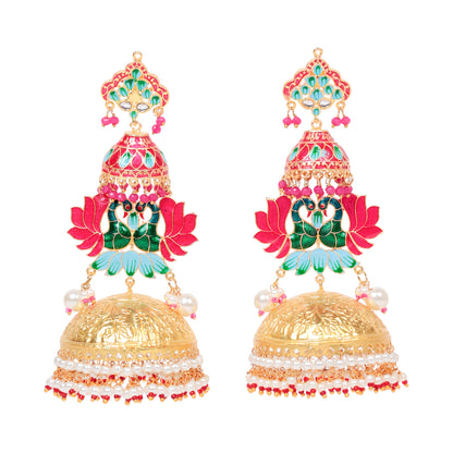 Traditional Meenakari Jhumka Earrings