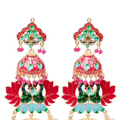 Traditional Meenakari Jhumka Earrings