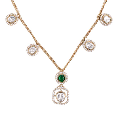 Elegant Moissanite & Emerald Necklace Set