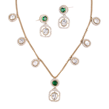 Elegant Moissanite & Emerald Necklace Set