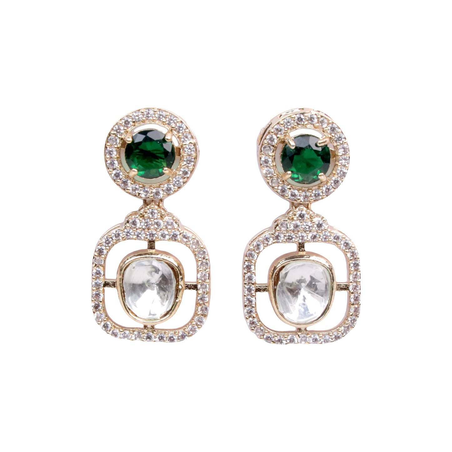 Elegant Moissanite & Emerald Necklace Set