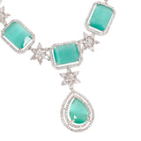 Elegant Aqua Blue Stone Necklace Set