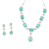 Elegant Aqua Blue Stone Necklace Set