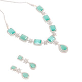 Elegant Aqua Blue Stone Necklace Set