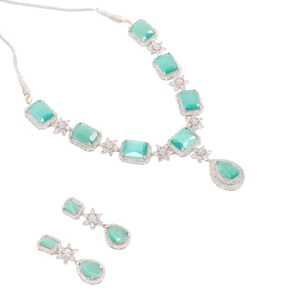 Elegant Aqua Blue Stone Necklace Set