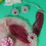 Elegant Ruby Beaded Choker Set – A Timeless Statement Piece