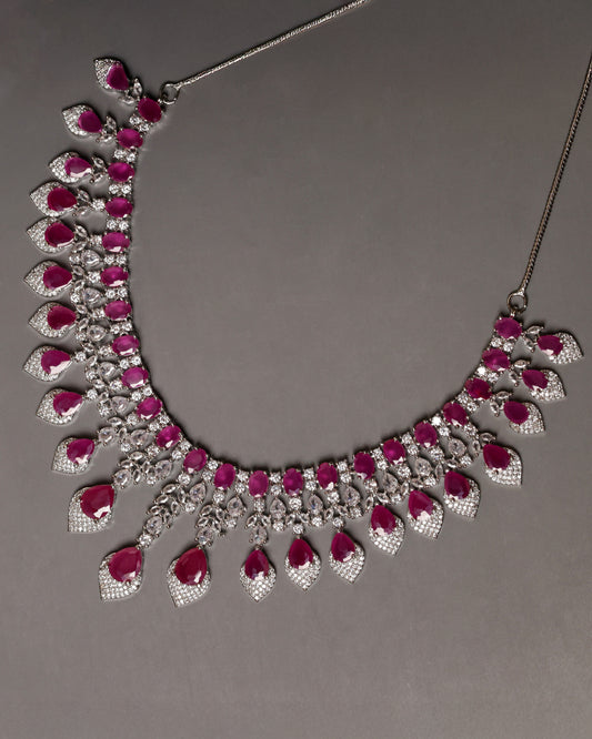 Dazzle in Elegance – The Ultimate Ruby & American Diamond Choker Set!
