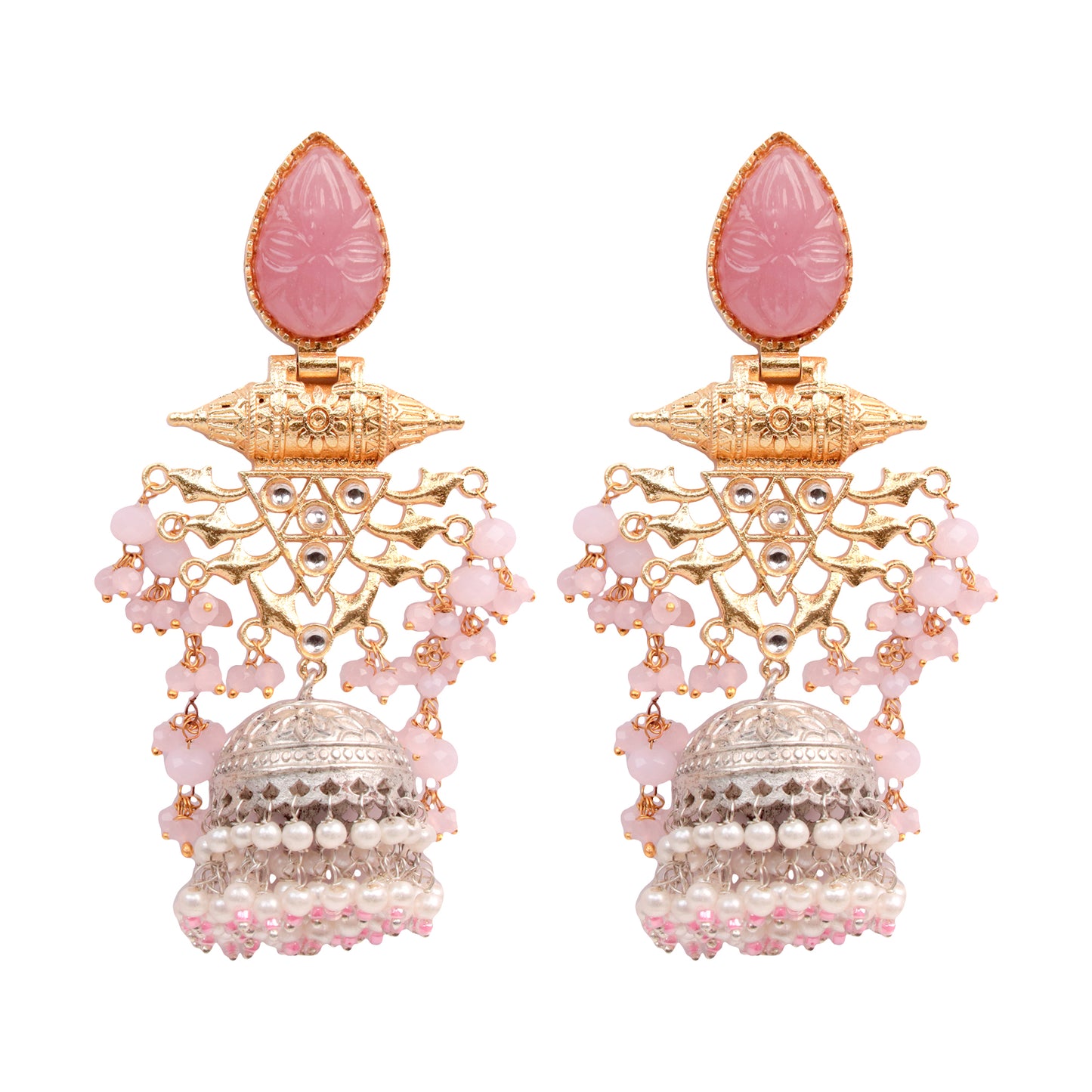 Graceful Charm – The Ultimate Pink & Pearl Jhumka Earrings!