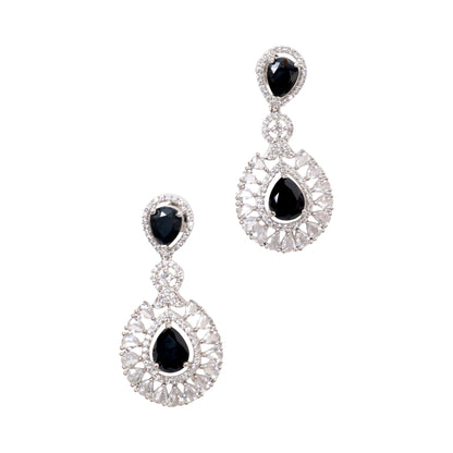 Timeless Elegance – The Ultimate American Diamond & Black Stone Necklace Set!