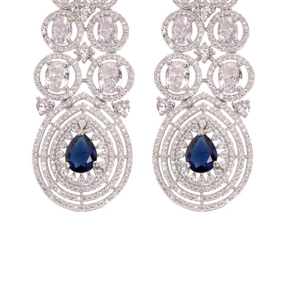Majestic Sparkle – The Ultimate American Diamond & Sapphire Earrings!