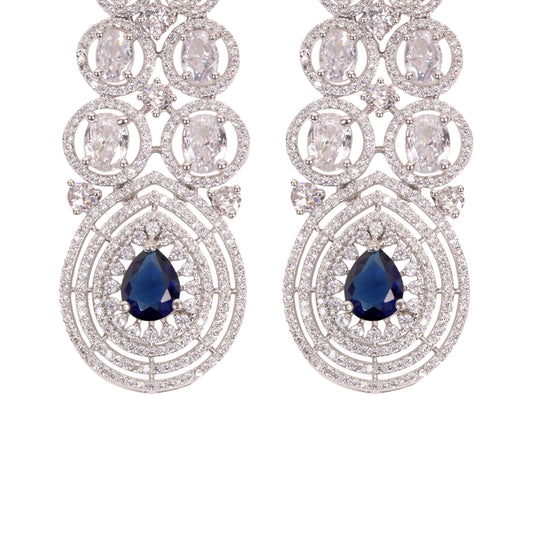 Majestic Sparkle – The Ultimate American Diamond & Sapphire Earrings!