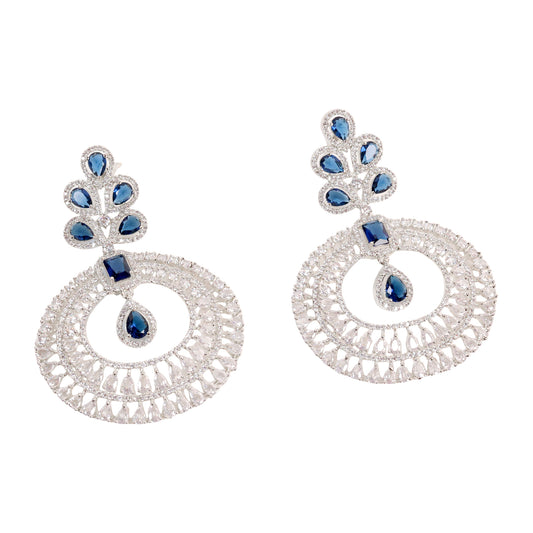 Regal Sparkle – The Ultimate Sapphire & American Diamond Earrings