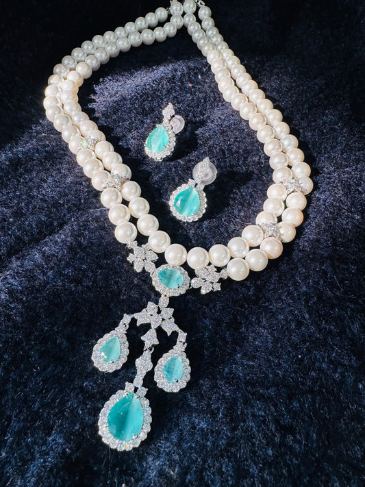 Majestic Aqua & Pearl Statement Set