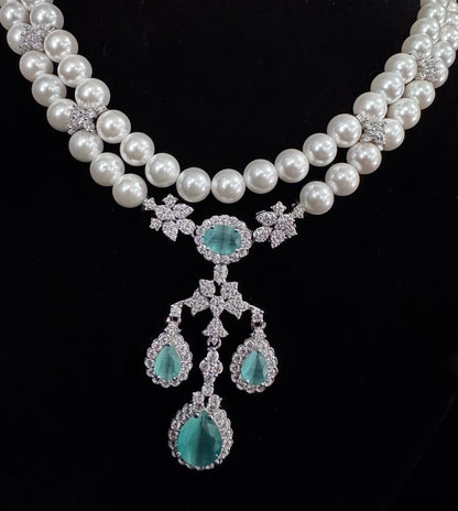 Majestic Aqua & Pearl Statement Set