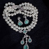 Majestic Aqua & Pearl Statement Set