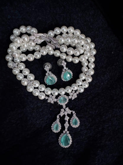 Majestic Aqua & Pearl Statement Set