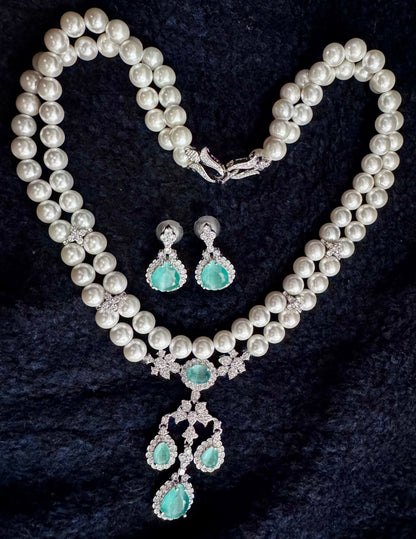 Majestic Aqua & Pearl Statement Set